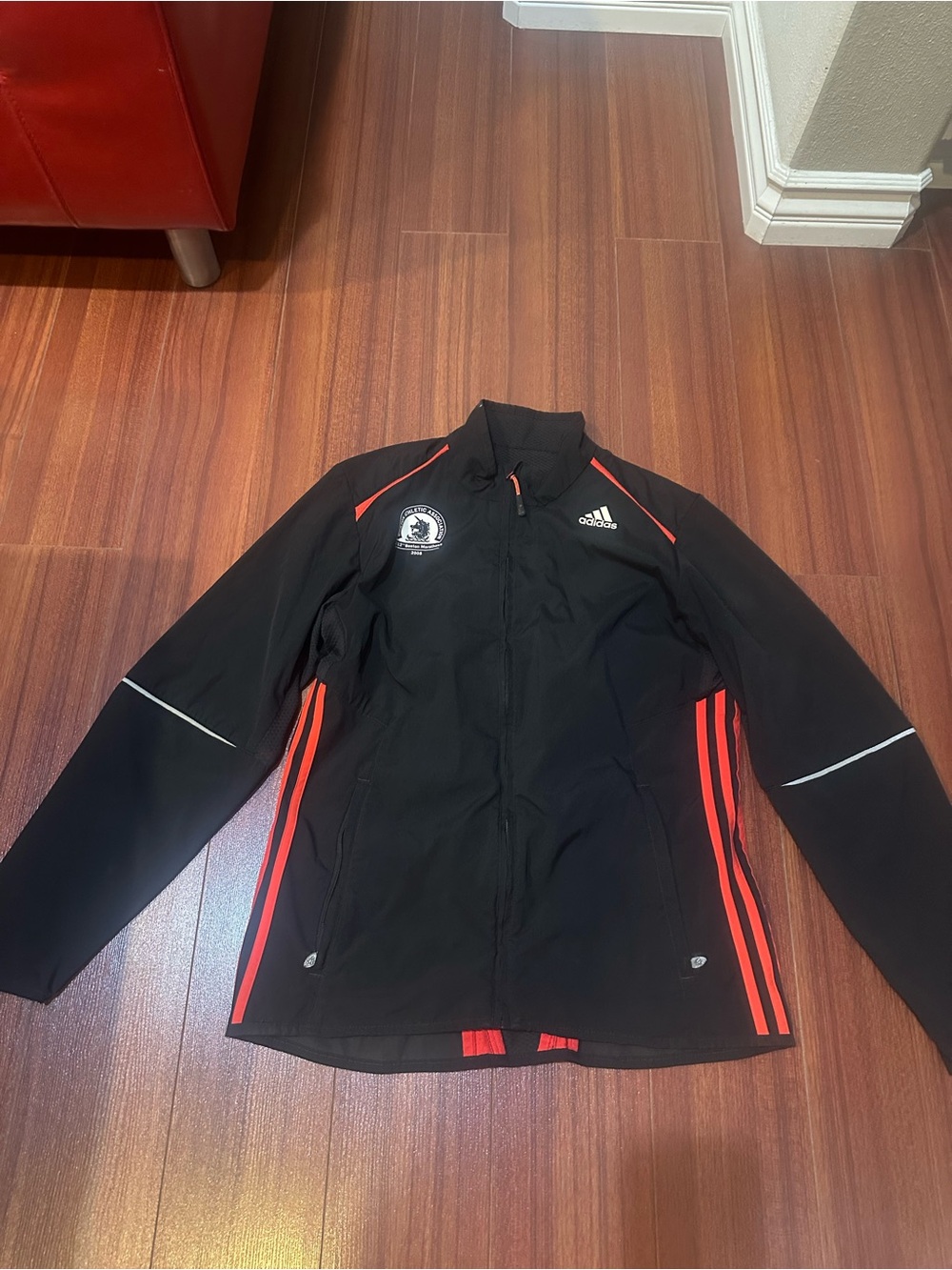 adidas Black Performance Jacket with Red Trim